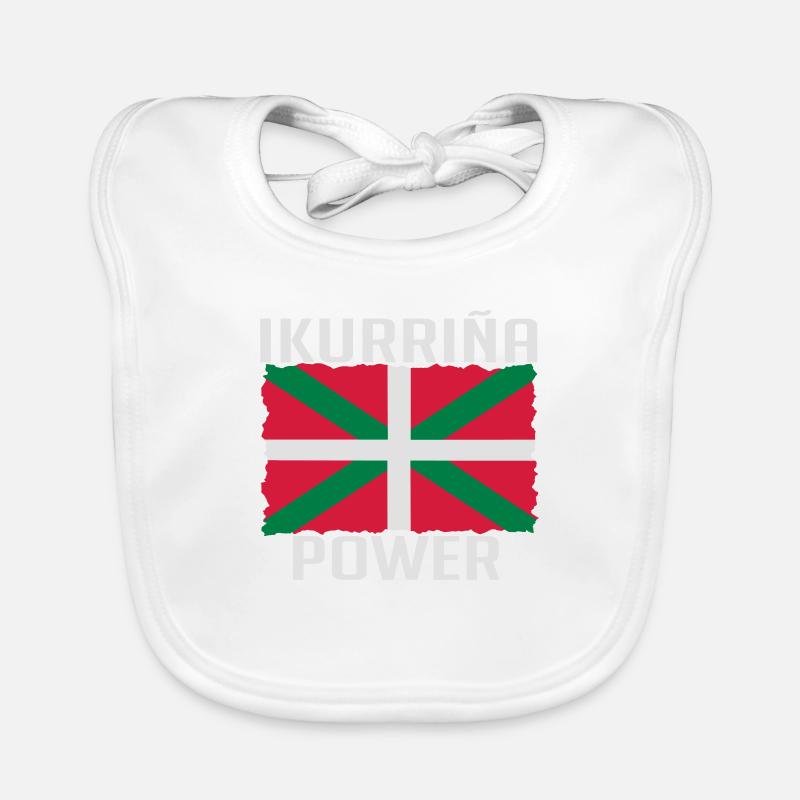Drapeau Basque Ikurrina power - Bavoir bio Bébé - blanc