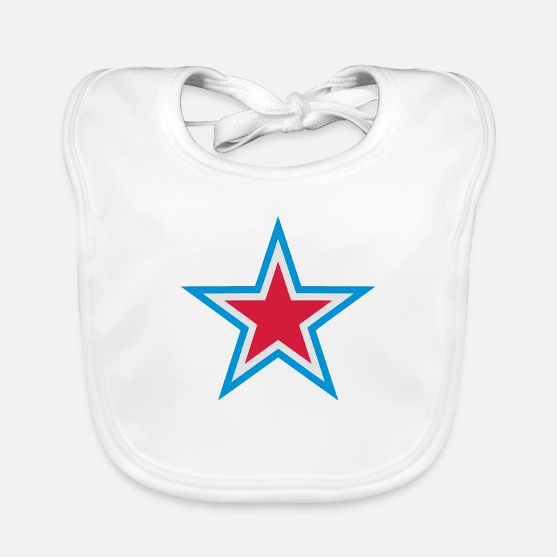Etoile bleu blanc rouge - Bavoir bio Bébé - blanc