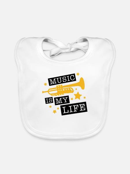trompete_music_is_life_ge2 - Bavoir bio Bébé - blanc - Devant