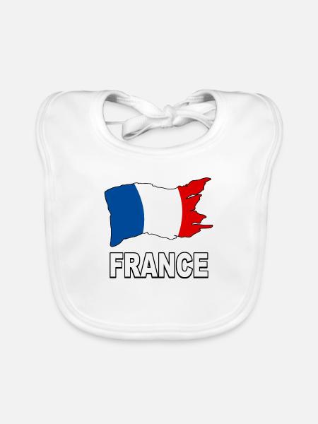 france drapeau 04 - Bavoir bio Bébé - blanc - Devant