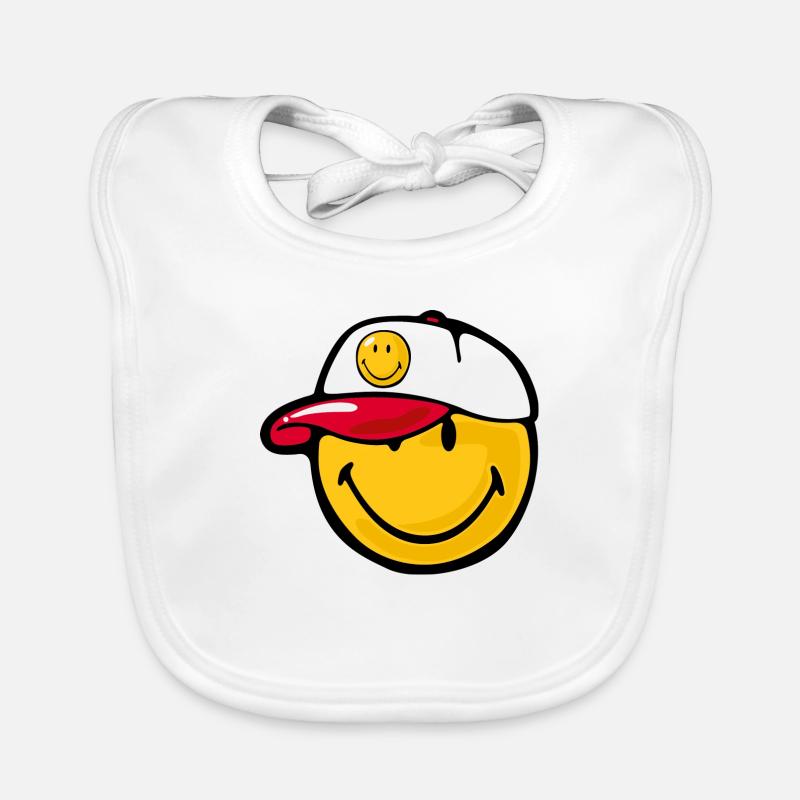 Smiley Baseball Pitcher - Baby Bio-Lätzchen - Weiß