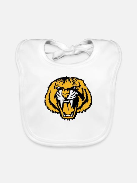 Tiger tigro Logo Club Gesicht Cartoon - Baby Bio-Lätzchen - Weiß - Vorne