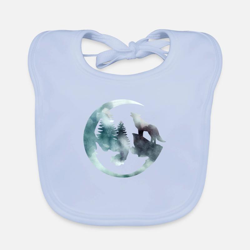 Watercolour Howling Wolf Organic Baby Bibs