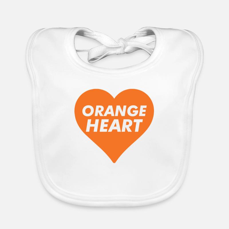 Orangefarbenes Herz Baby Bio-Lätzchen