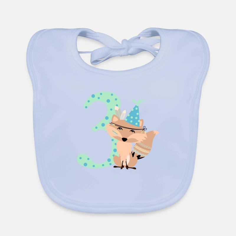 Indian fox 3rd birthday Organic Baby Bibs
