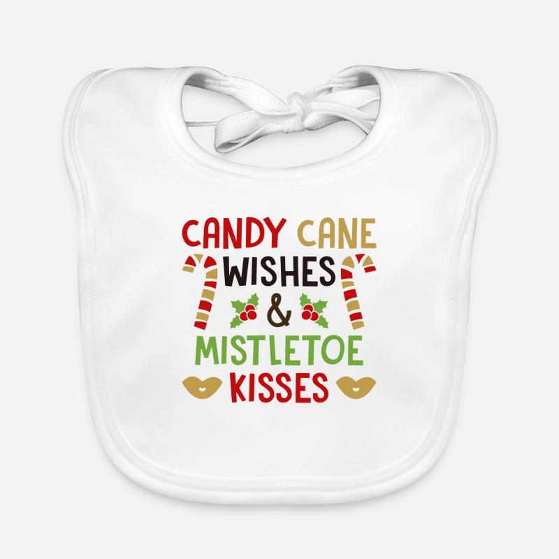 Candy Cane souhaite et bisous de gui Bavoir bio Bébé