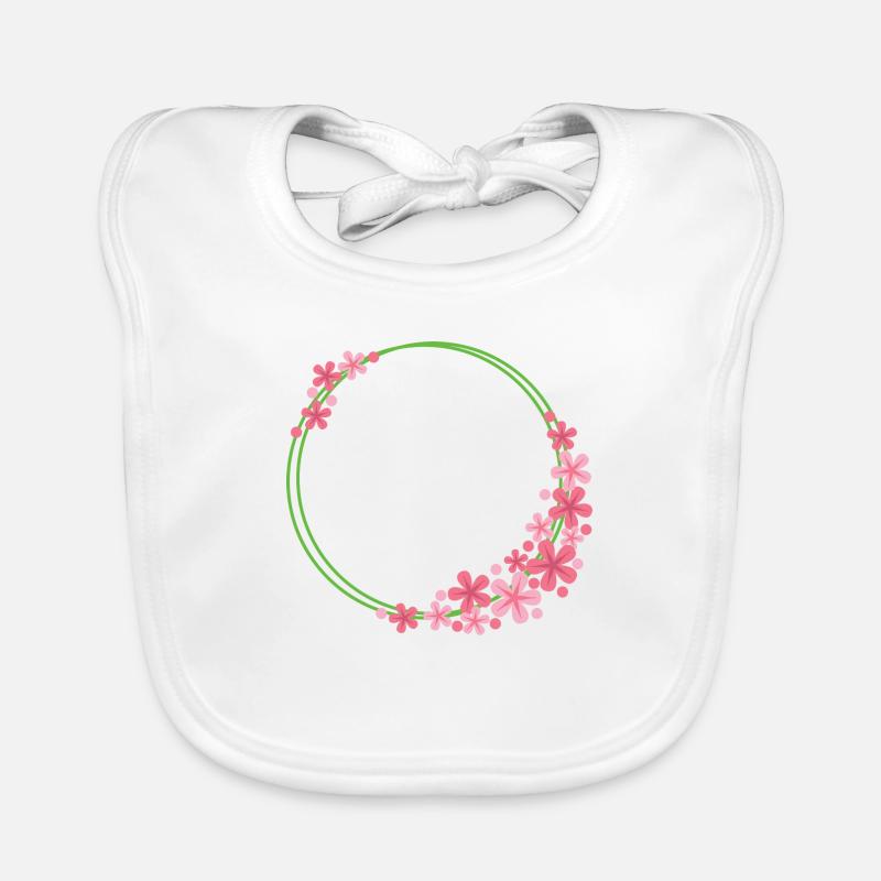 Flower Frame Round Organic Baby Bibs