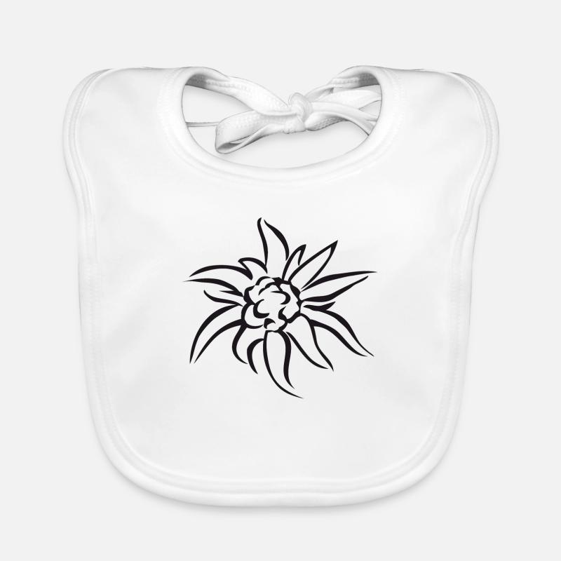 Belle Edelweiss en noir - Bavoir bio Bébé - blanc