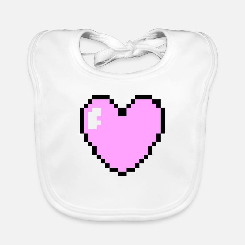 Rosa Pixel Herz Baby Bio-Lätzchen