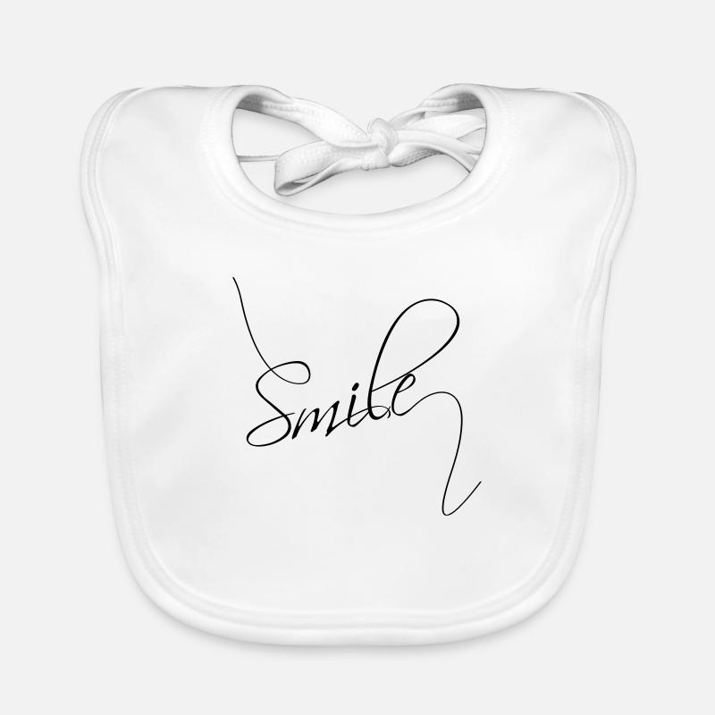 Smile | Lächeln | gute Laune Typografie - Baby Bio-Lätzchen - Weiß