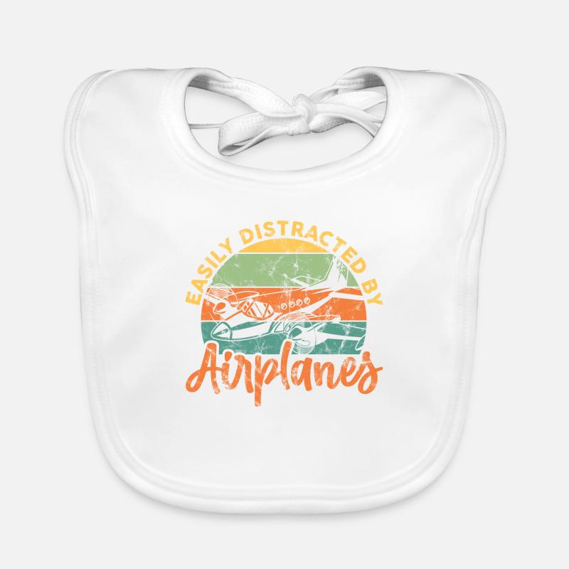 Easily Distracted By Airplanes Airplane Pilot Baby Bio-Lätzchen