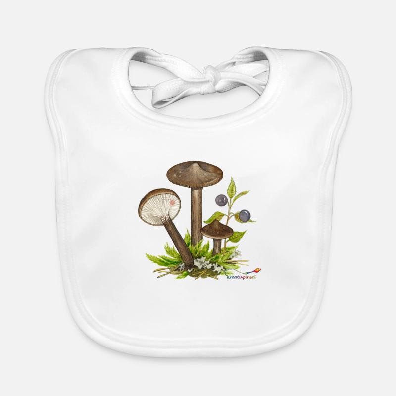 Mohrenkopf (Lactarius lignyotus), ein Speisepilz - Baby Bio-Lätzchen - Weiß
