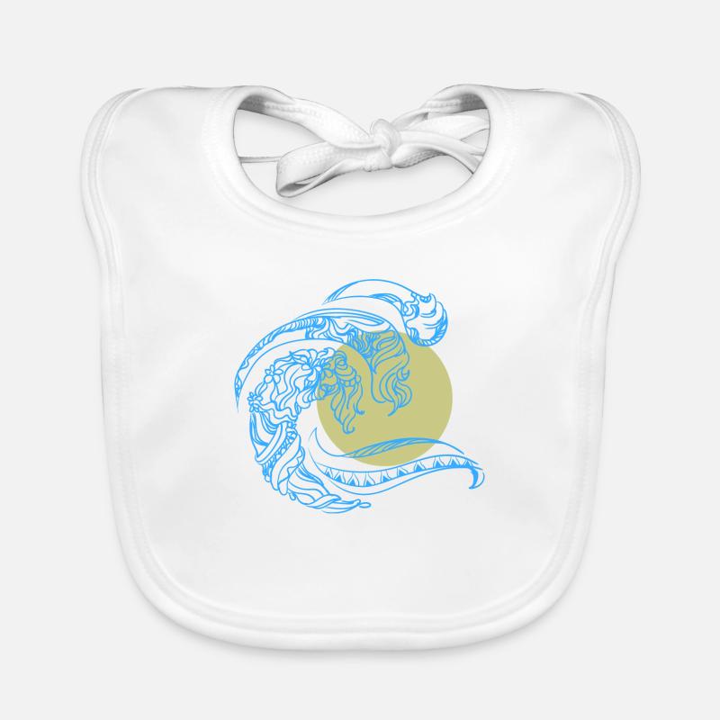 Minimal Design Mandala Wave Sun Trendy Summer Organic Baby Bibs