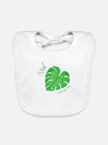 monstera plantmom - Baby Bio-Lätzchen - Weiß - Vorne