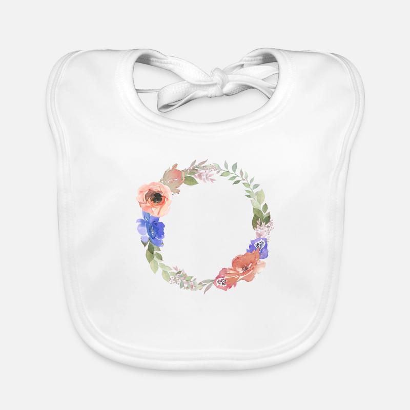 Summer Flowers Wreath Modern customizable Organic Baby Bibs