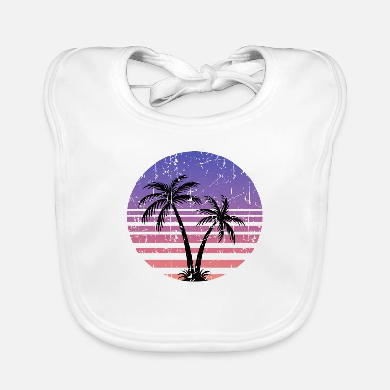 palm trees retro sun Organic Baby Bibs