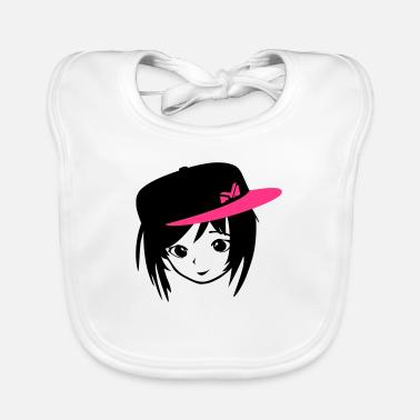Bimba con Cappellino da baseball Bavaglino ecologico per neonato