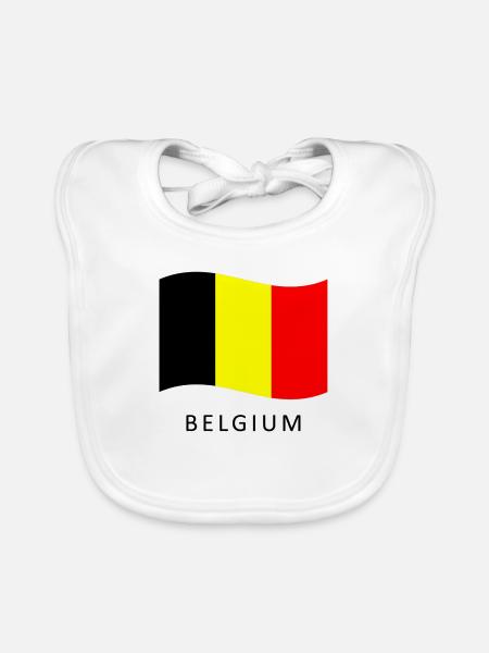 Drapeau Belge - Cadeau belgique - Bavoir bio Bébé - blanc - Devant