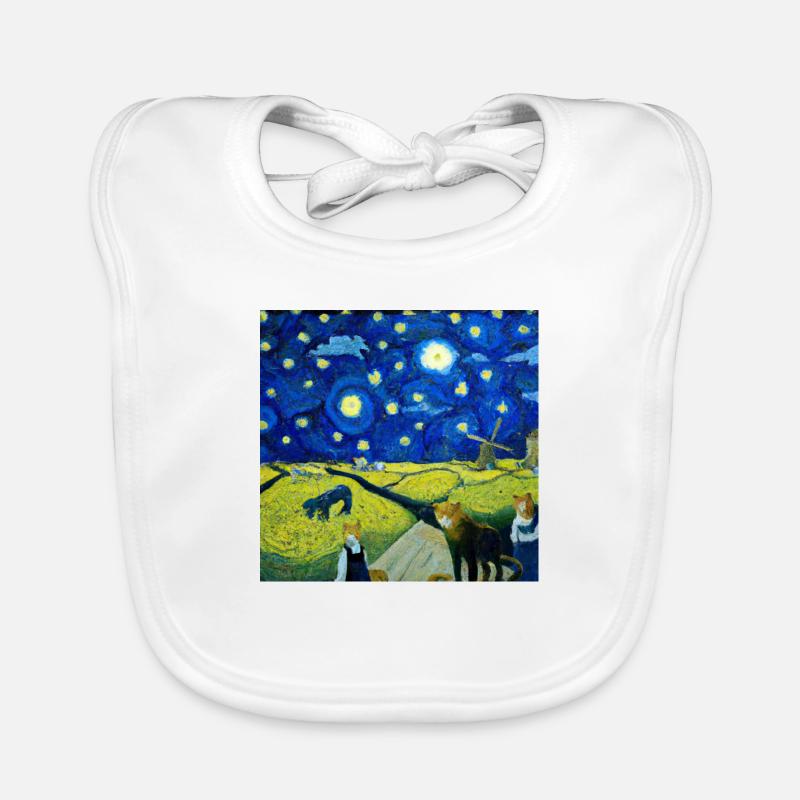 Cats in the "starry night" Organic Baby Bibs