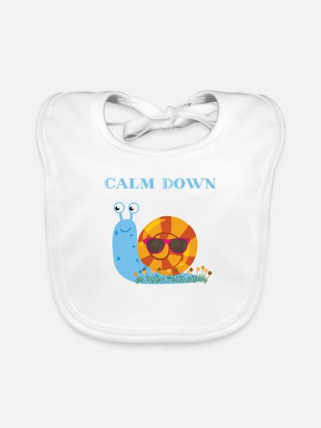 Calm Down Snail T-shirt Hoodie Design Chill - Baby Bio-Lätzchen - Weiß - Vorne
