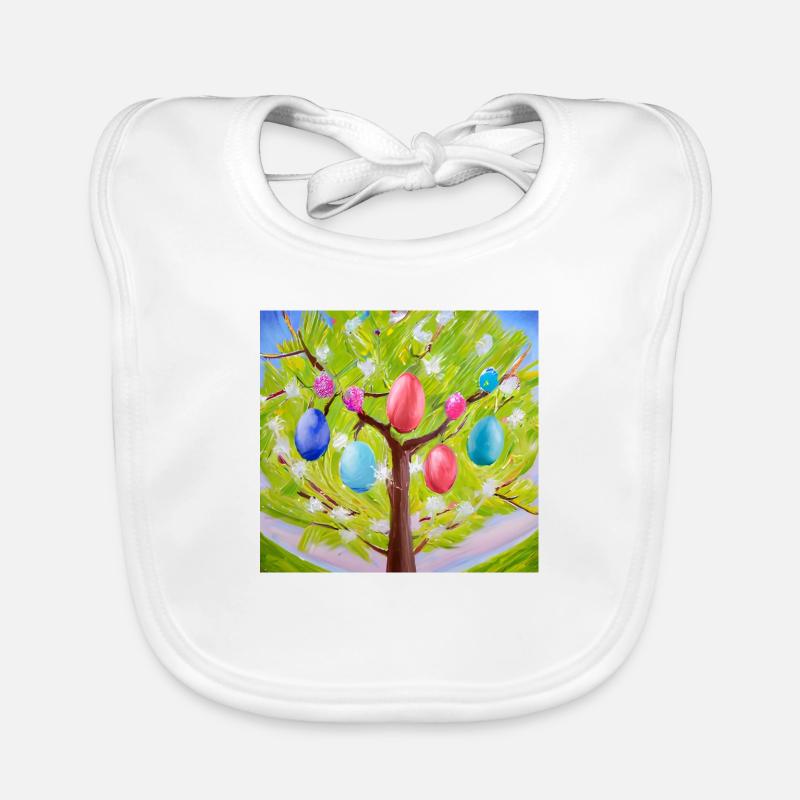 Bunter Eierbaum Baby Bio-Lätzchen
