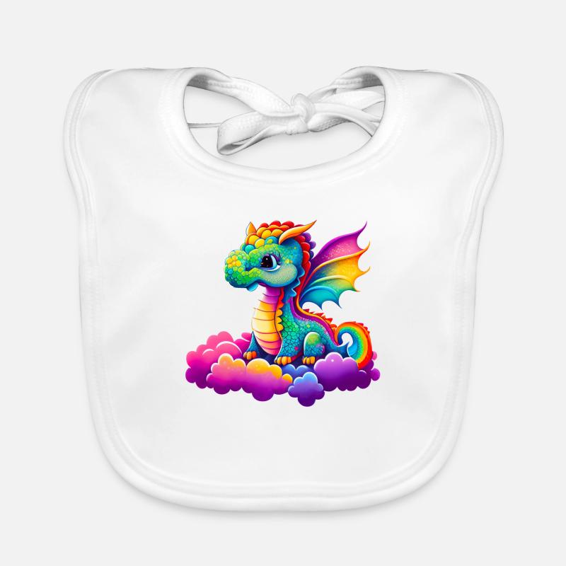 Süßer kleiner Drache - Baby Bio-Lätzchen - Weiß