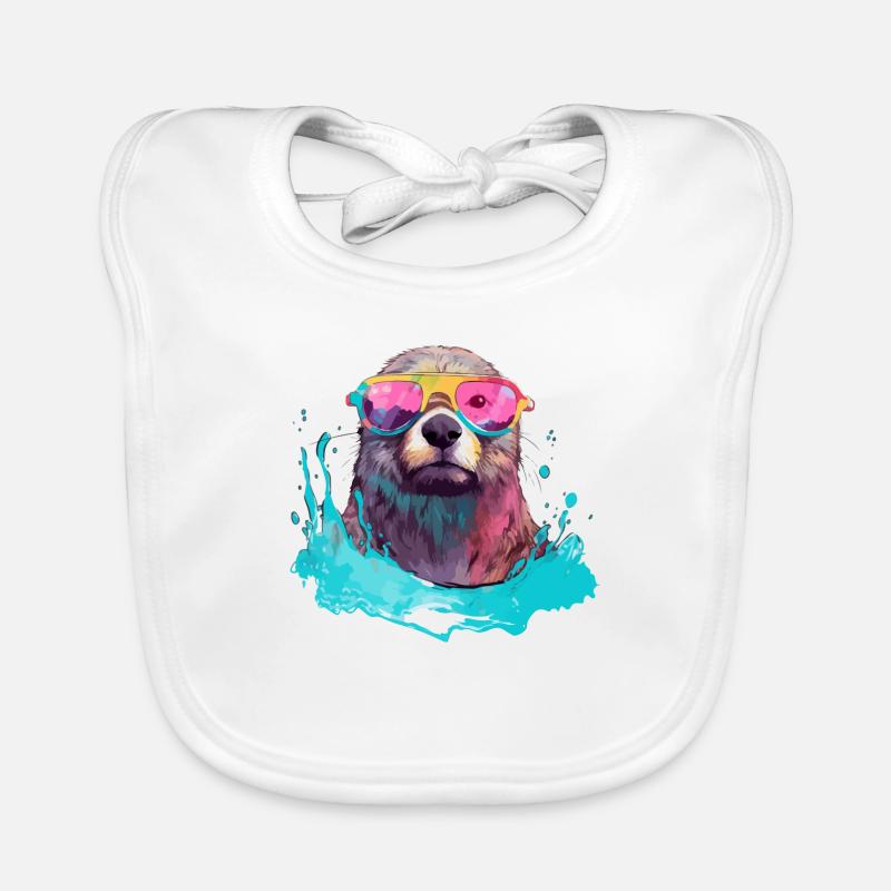 Nini der bebrillte Otter Baby Bio-Lätzchen