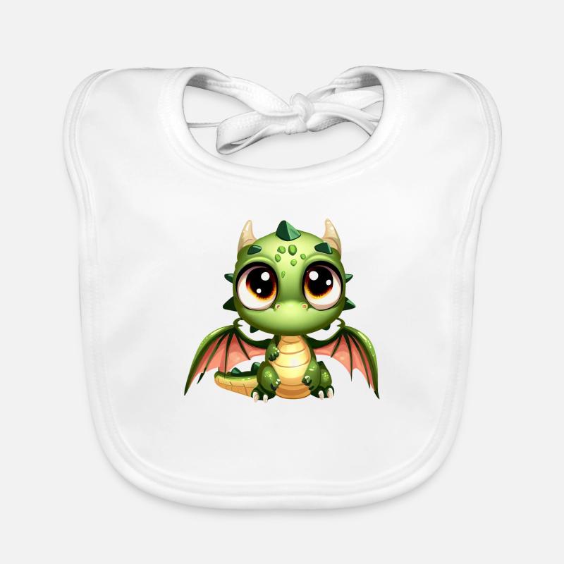 Dessin de fantaisie de dragon - Bavoir bio Bébé - blanc