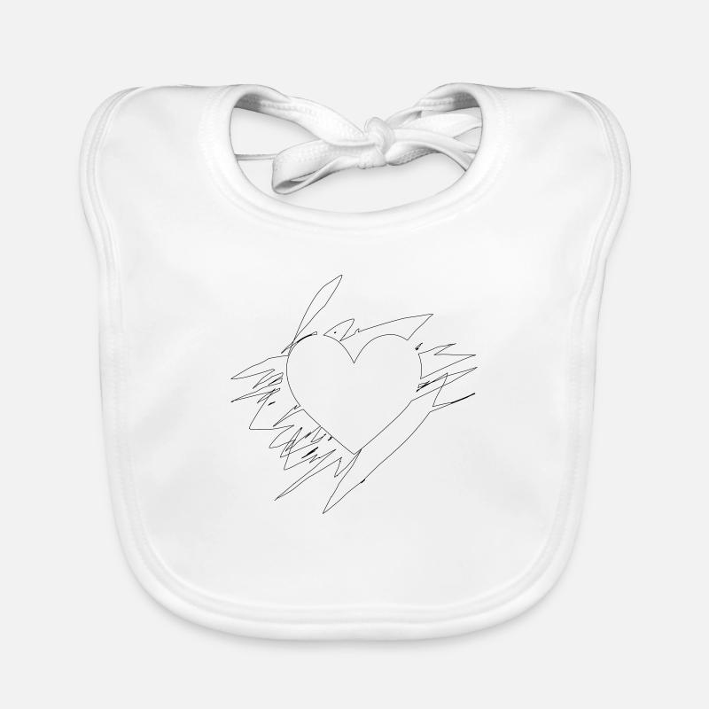 Doodle Heart Scribbled Lines Organic Baby Bibs