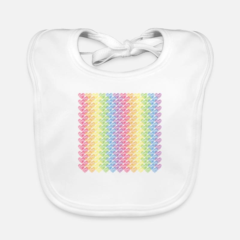 Pride Hearts Rainbow Flag Rainbow Organic Baby Bibs