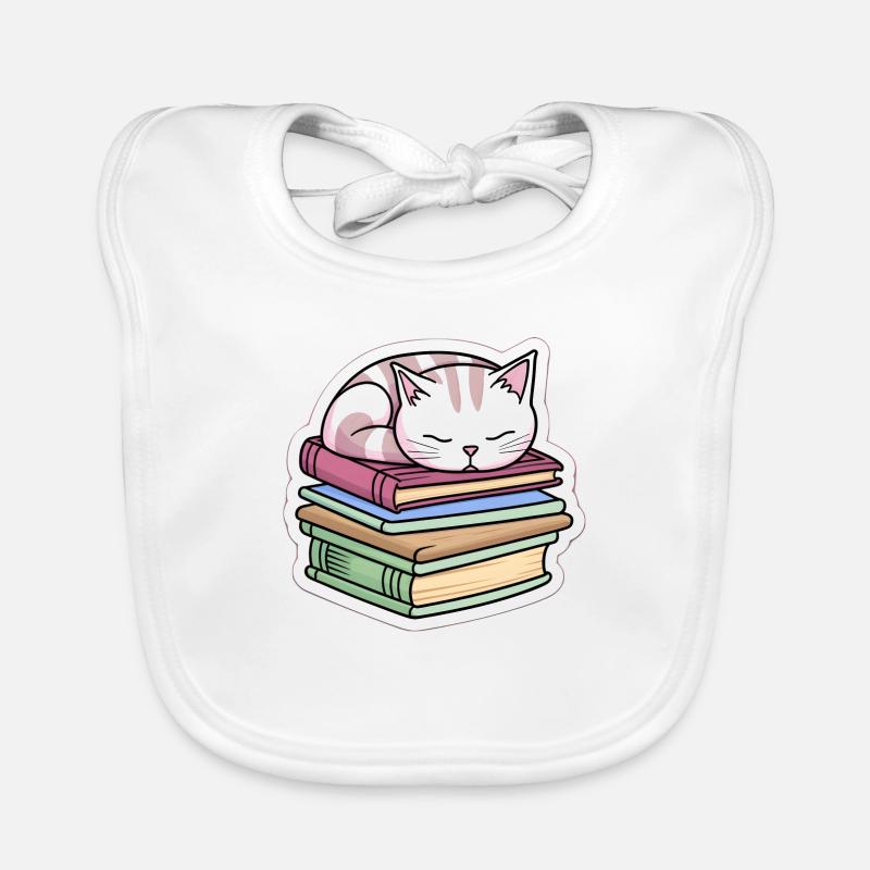 Chat de livre couché Bavoir bio Bébé