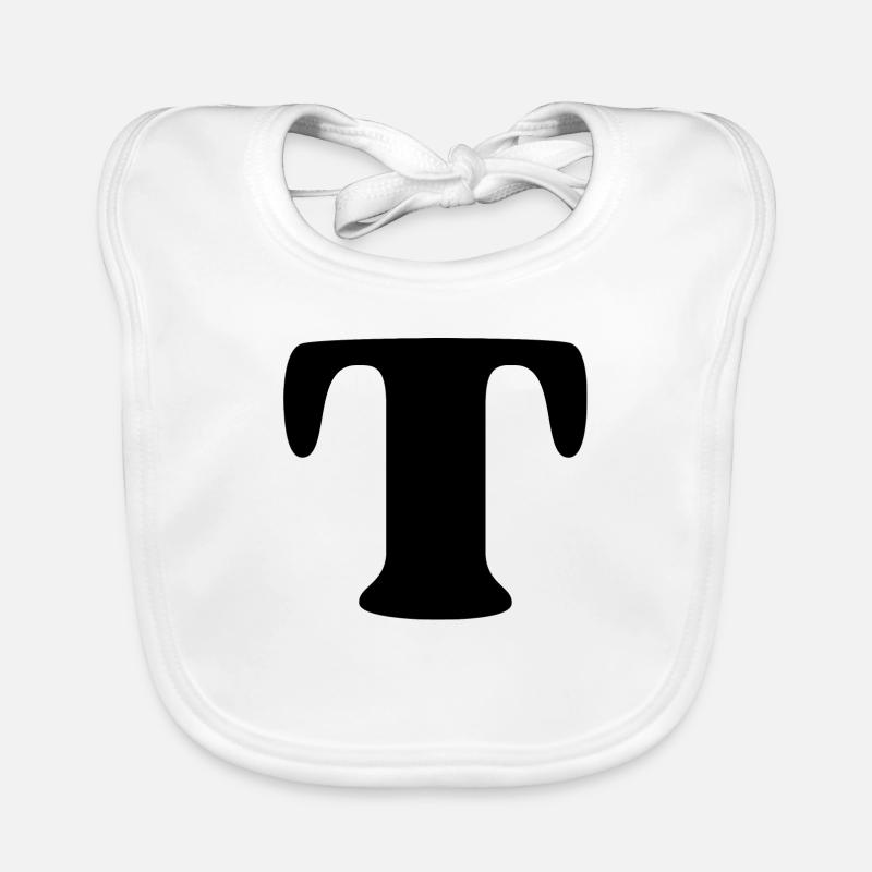 lettre t - Bavoir bio Bébé - blanc