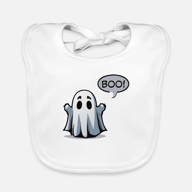 Spooky Ghostly Boo! - Spooky ghost design Organic Baby Bibs