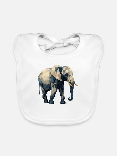 Elefant Origami Style - Baby Bio-Lätzchen - Weiß