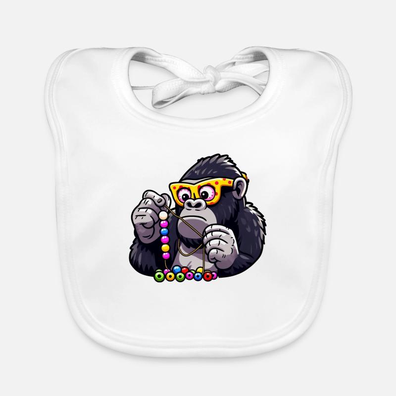Gorilla stringing pearls Organic Baby Bibs