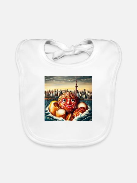 Octopus Japanese Food - Organic Baby Bibs - white - Front