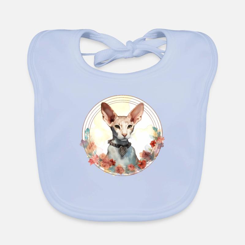 Cornish Rex Cat Boho Style, Love cats Organic Baby Bibs