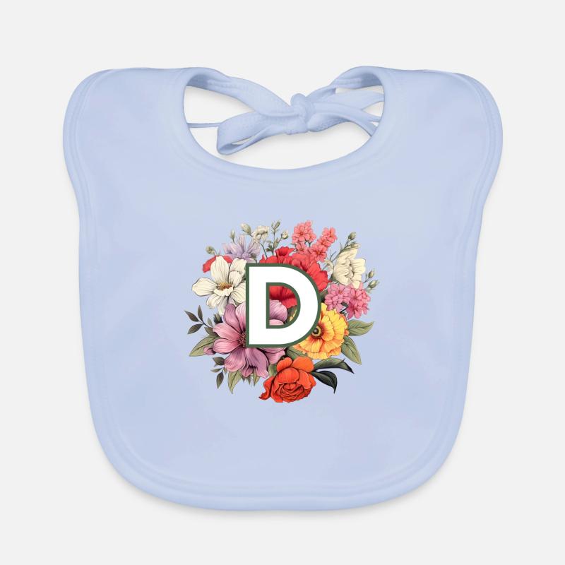 D Monogramm Blumenstrauss Baby Bio-Lätzchen
