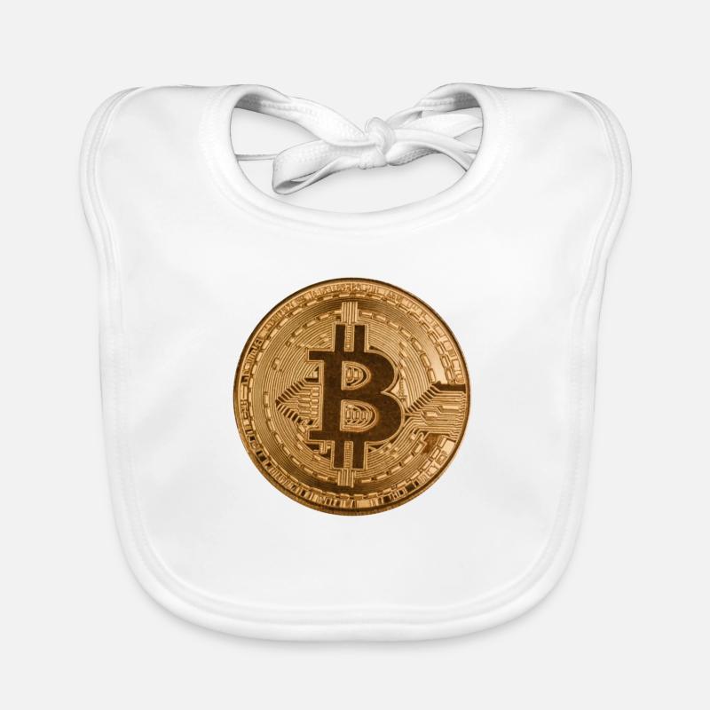 Button "BITCOIN"-Design, Logo, Aufkleber, Magnet Baby Bio-Lätzchen