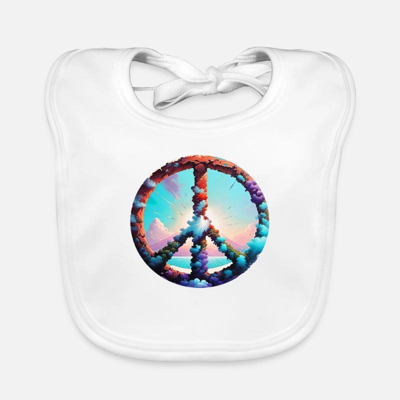 peace,peace sign,peace sign,flowers,clouds Organic Baby Bibs