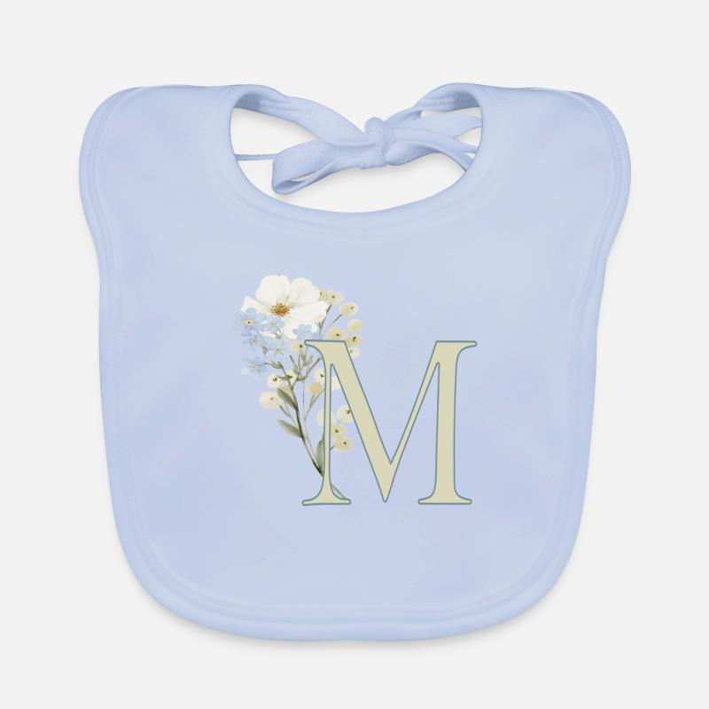 M avec des fleurs Bavoir bio Bébé