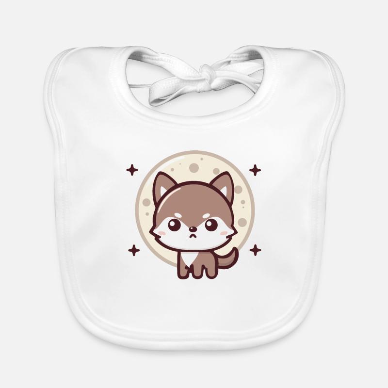Mondlichtgeist: Chibi-Wolf mit Mond Baby Bio-Lätzchen