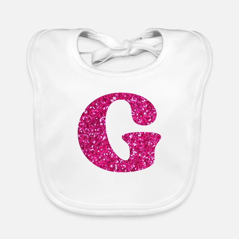 Buchstabe g rosa Glitzer Baby Bio-Lätzchen