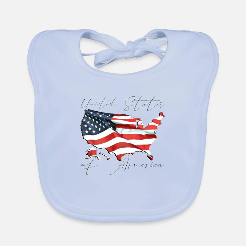 United States | Real Flag | Flag Map Script Organic Baby Bibs