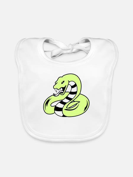 snake 02 - Baby Bio-Lätzchen - Weiß - Vorne