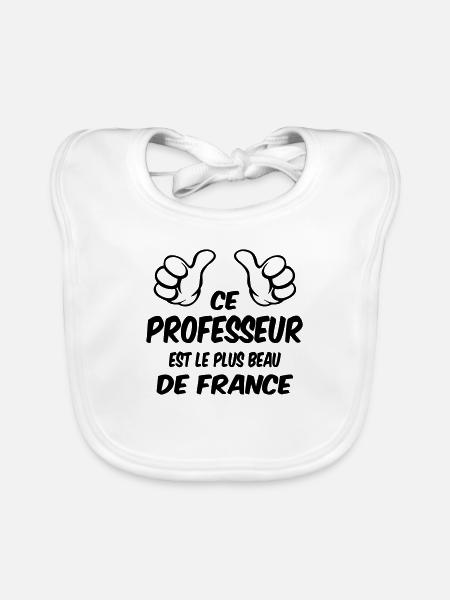 MEILLEUR PROFESSEUR - Bavoir bio Bébé - blanc - Devant