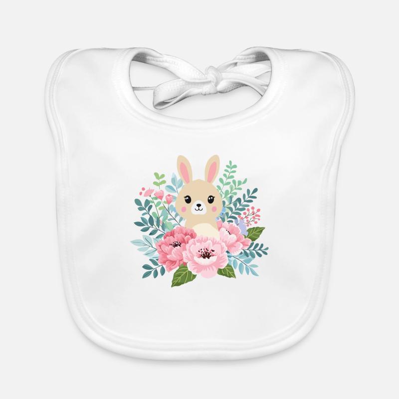 Mignon lapin avec des fleurs Bavoir bio Bébé