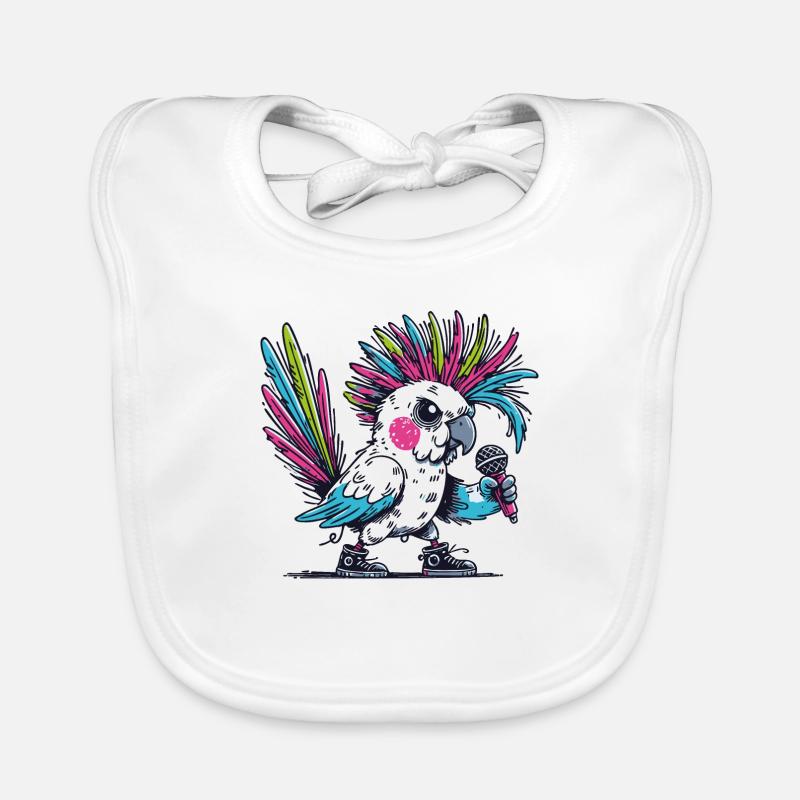 Cacatoès punk avec mohawk - Bavoir bio Bébé - blanc