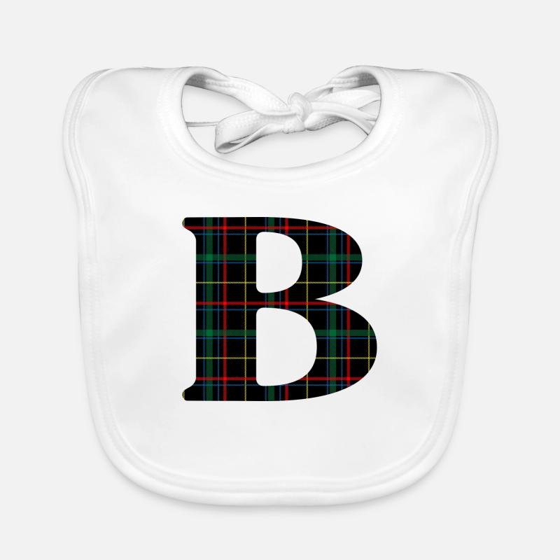 Monogrammiert b Schottischer Tartan Baby Bio-Lätzchen