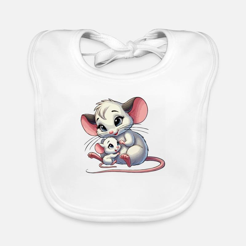 Mouse mother with child Organic Baby Bibs